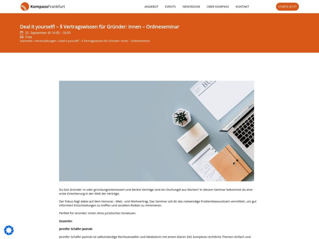 Deal it yourself! – § Vertragswissen für Gründer: innen – Onlineseminar - Event screenshot