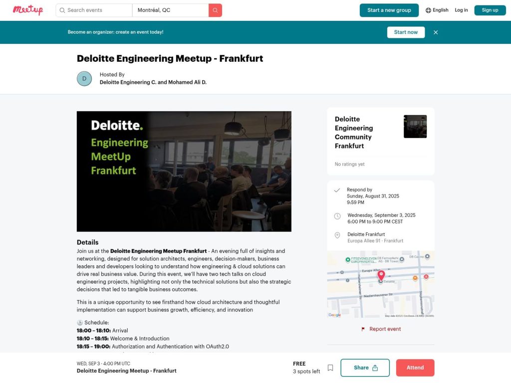 Deloitte Engineering Meetup - Frankfurt - Event screenshot