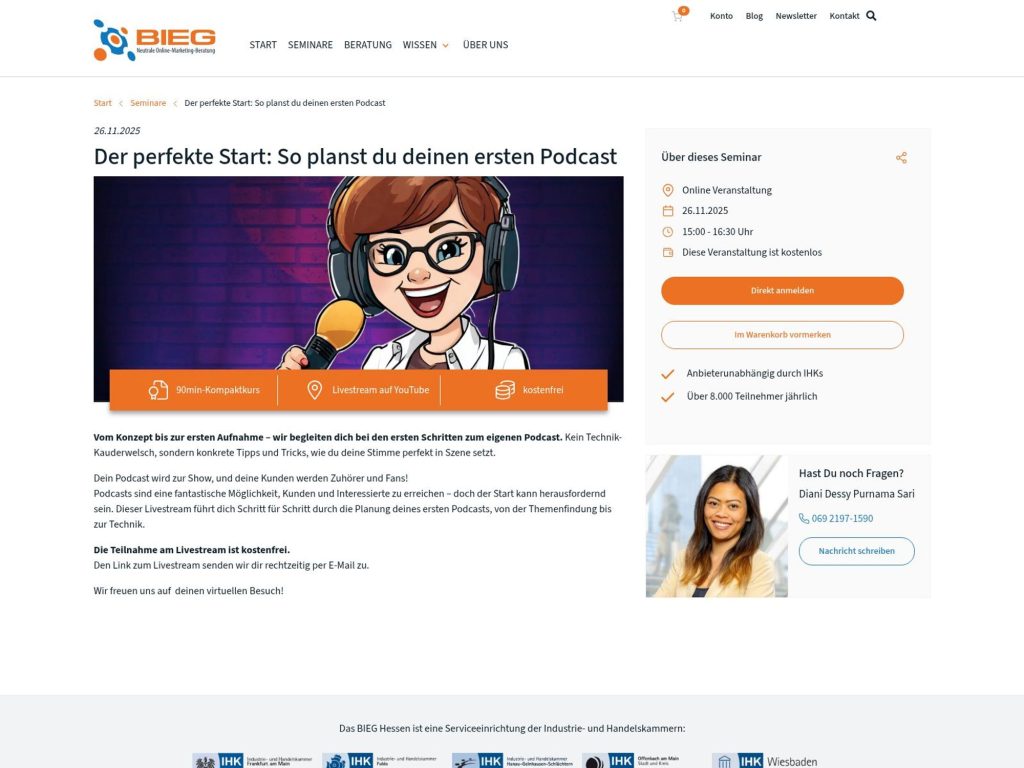 Der perfekte Start: So planst du deinen ersten Podcast - Event screenshot