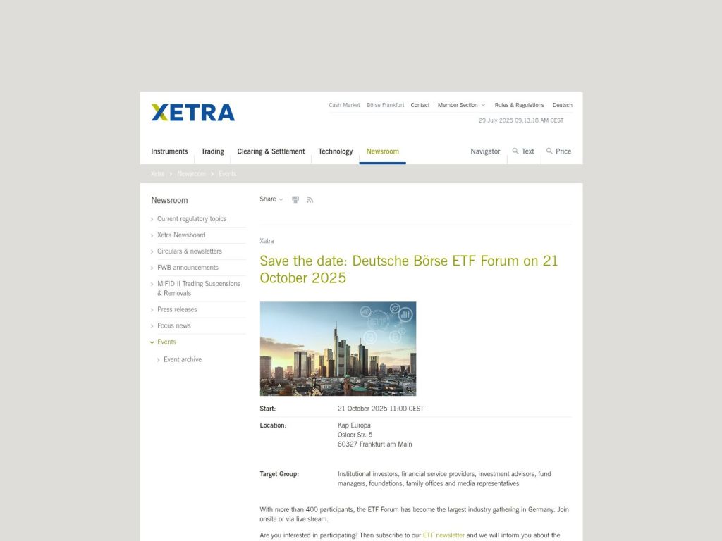 Deutsche Börse ETF Forum 2025 - The ETF Forum has become the largest industry gathering in Germany. - Event screenshot