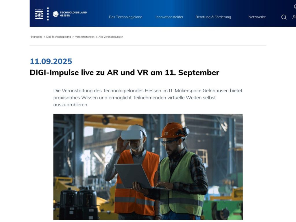 DIGI-Impulse 2025 live zu AR und VR - Brille auf und selbst virtuelle Welten erleben! - Event screenshot
