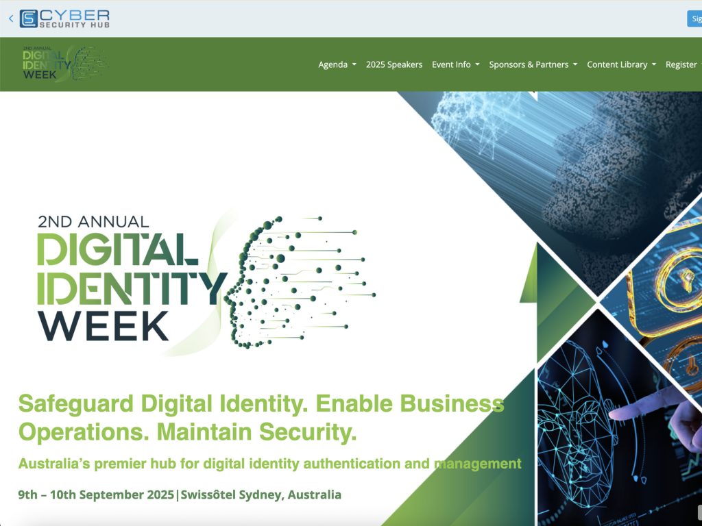 Digital Identity Week - Australia’s premier hub for digital identity authentication and management - Event screenshot
