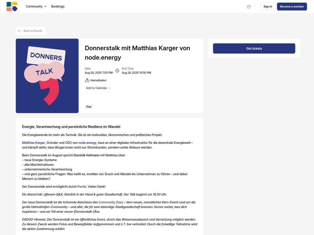 Donnerstalk mit Matthias Karger von node.energy - Energie, Verantwortung und persönliche Resilienz im Wandel - Event screenshot