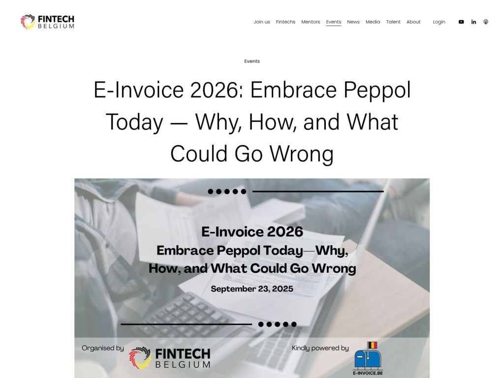 E-Invoice 2026 - Embrace Peppol Today — Why, How, and What Could Go Wrong - Event screenshot