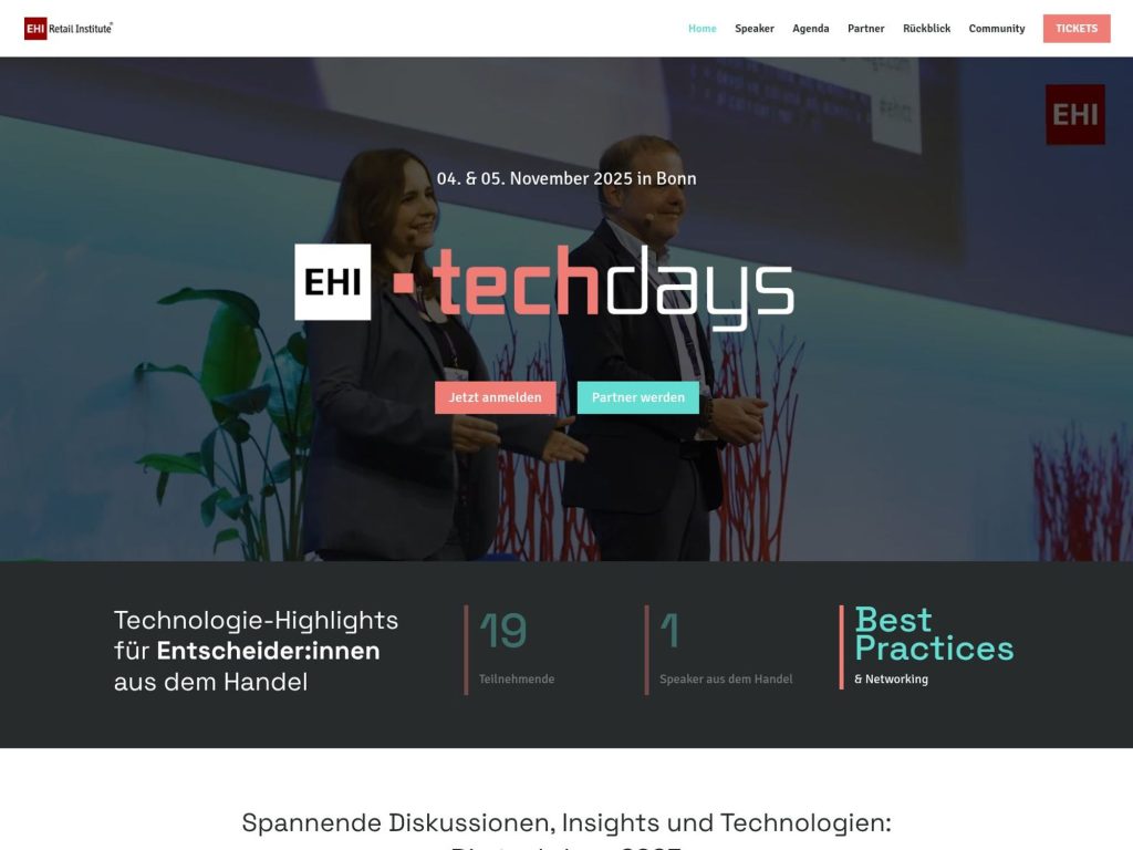 EHI techdays 2025 - Technologie-Highlights für Entscheider:innen aus dem Handel - Event screenshot