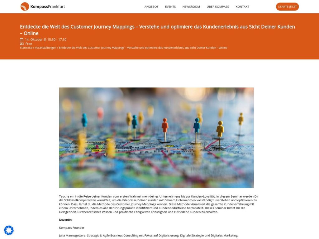 Entdecke die Welt des Customer Journey Mappings – Verstehe und optimiere das Kundenerlebnis aus Sicht Deiner Kunden – Online - Event screenshot