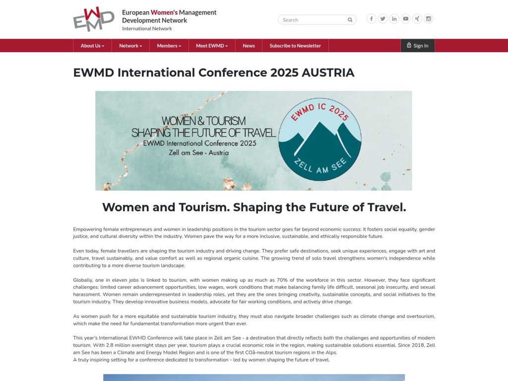 EWMD International Conference 2025 - Women and Tourism. Shaping the Future of Travel. - Event screenshot