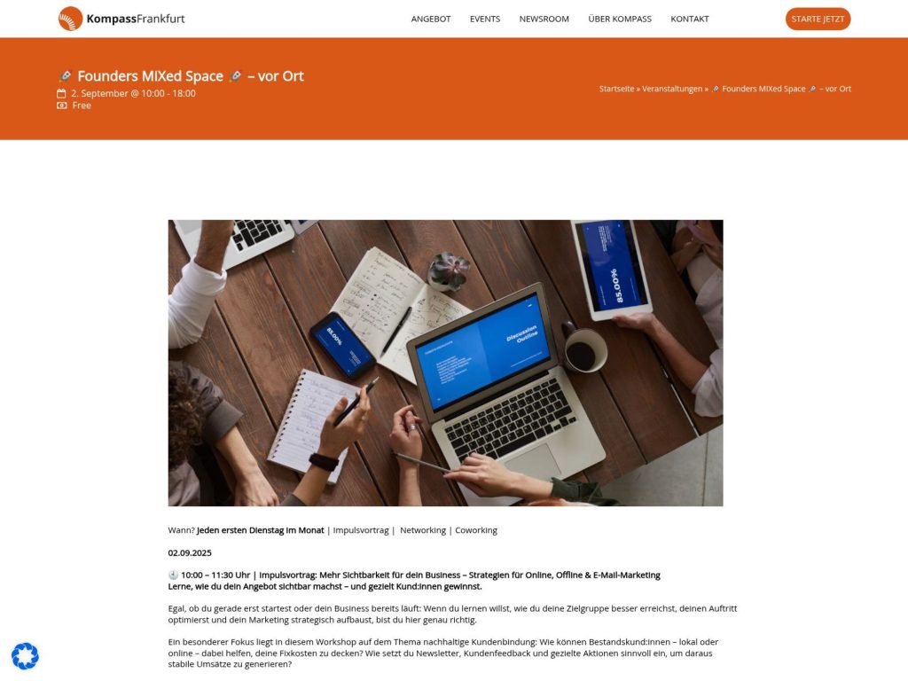 🚀 Founders MIXed Space 🚀 – vor Ort - Wann? Jeden ersten Dienstag im Monat | Impulsvortrag | Networking | Coworking - Event screenshot