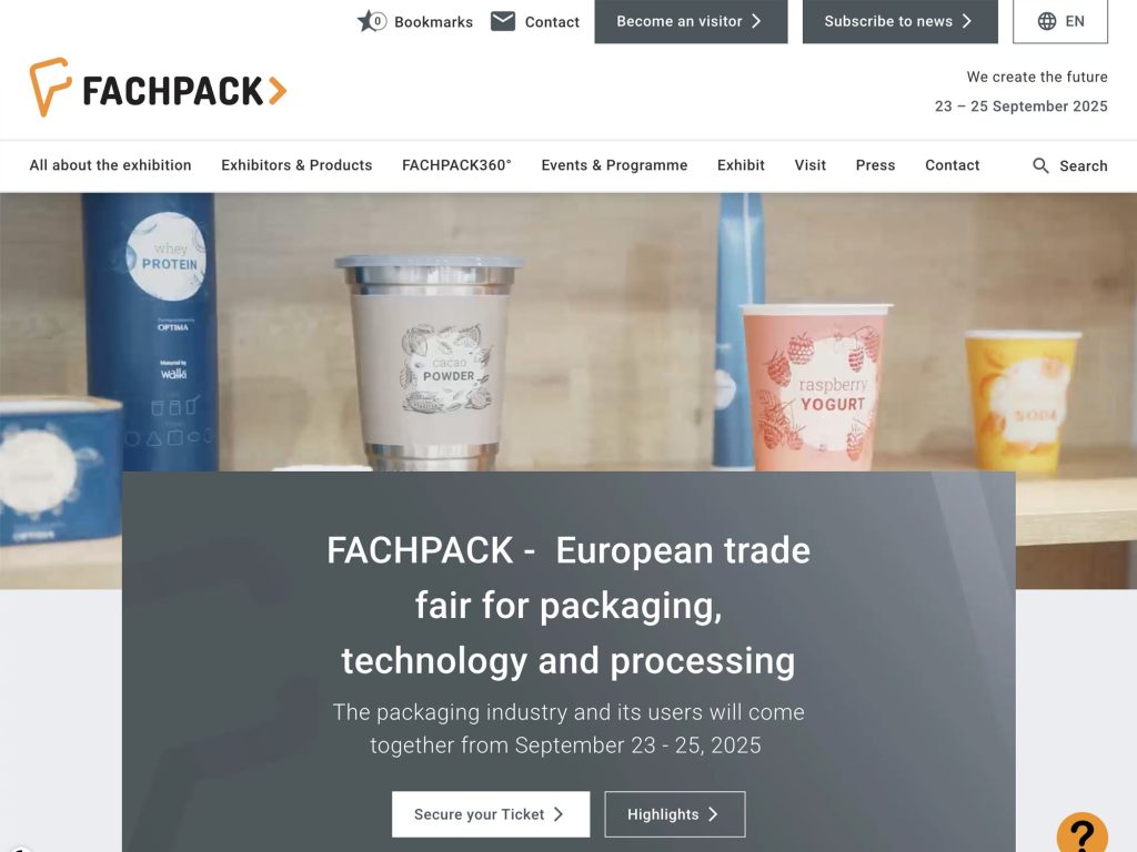 FACHPACK 2025 - European trade fair for packaging, technology and processing - Event screenshot