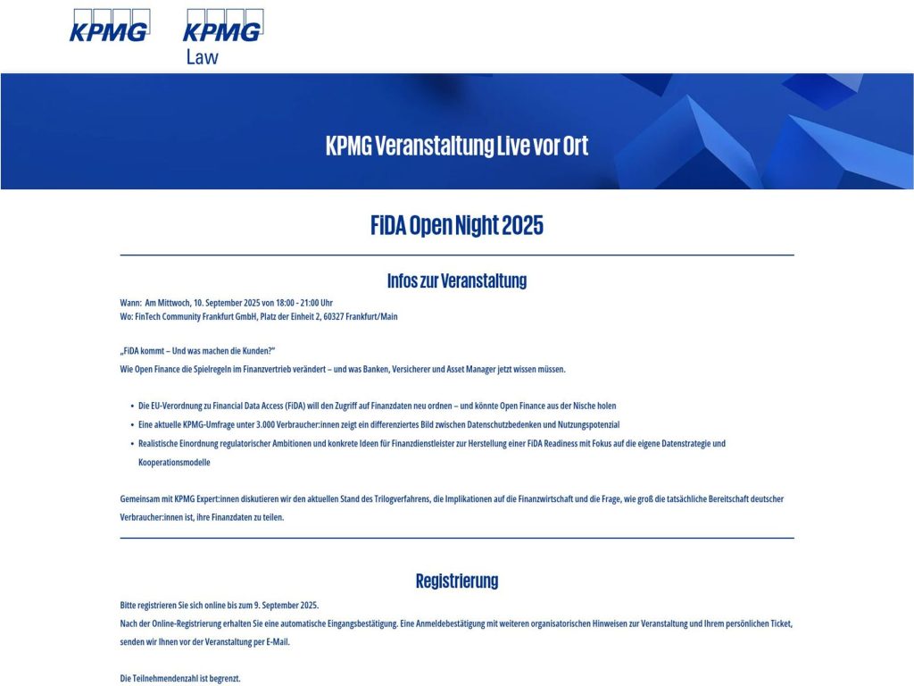 FiDA Open Night 2025 - FiDA kommt – Und was machen die Kunden? - Event screenshot