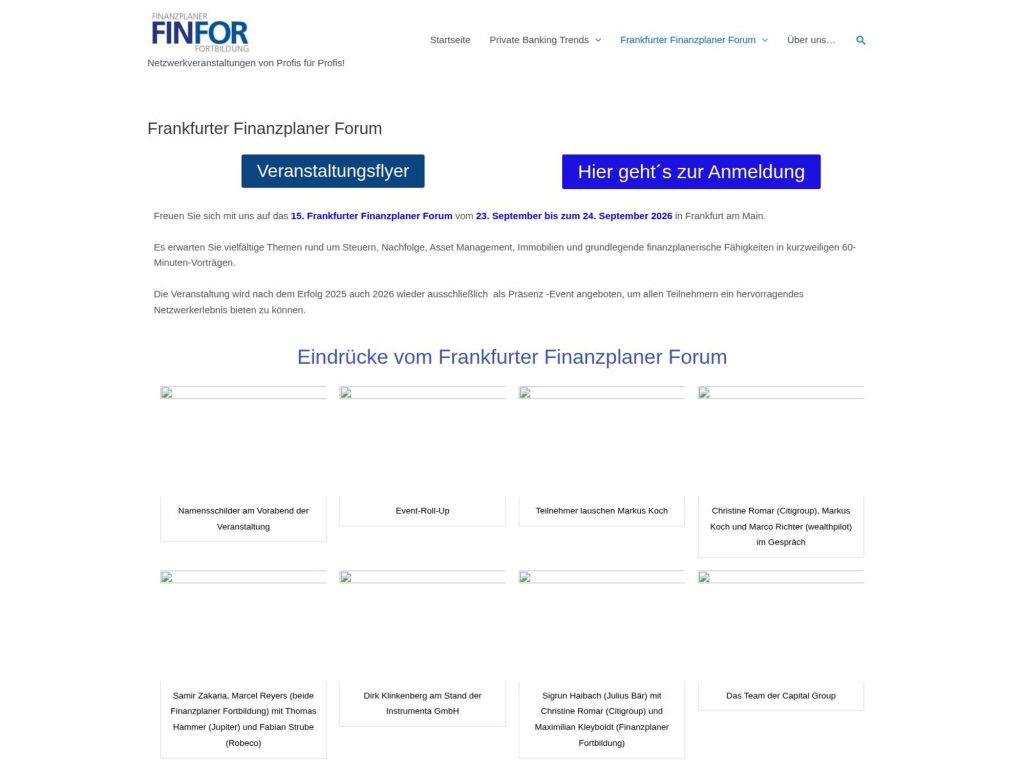 FinFor 15. Frankfurter Finanzplaner Forum website