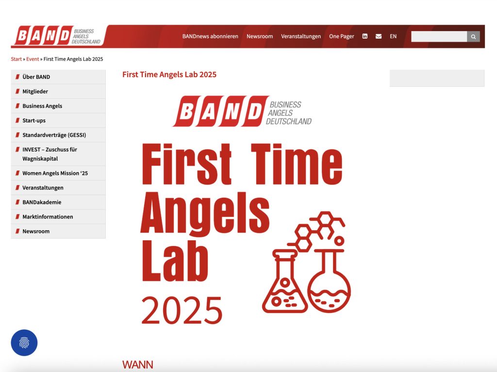 First Time Angels Lab 2025 - Event screenshot