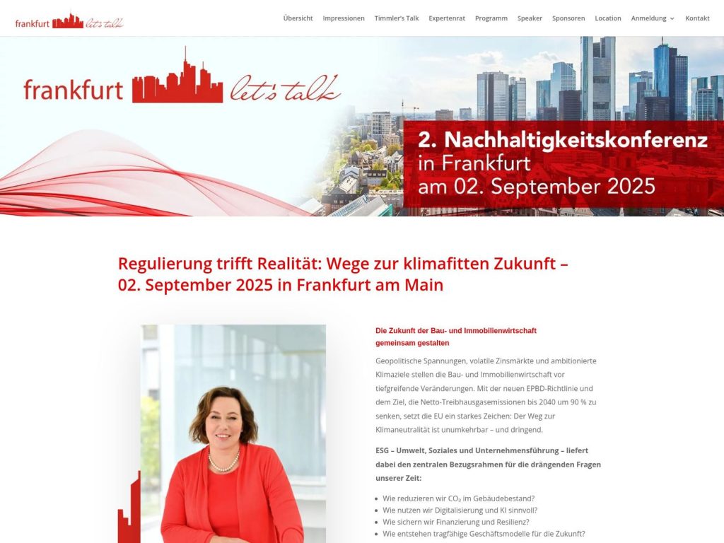 frankfurt let’s talk - Regulierung trifft Realität: Wege zur klimafitten Zukunft – 02. September 2025 in Frankfurt am Main - Event screenshot