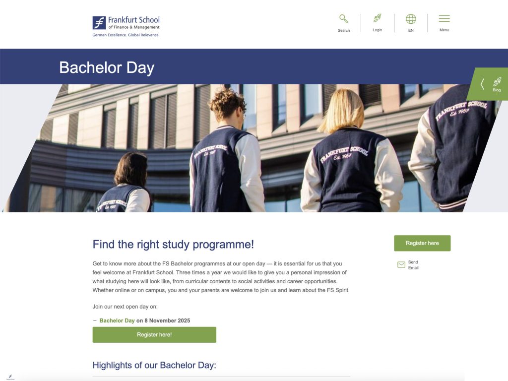 Frankfurt School Bachelor Day November 2025 - Event screenshot