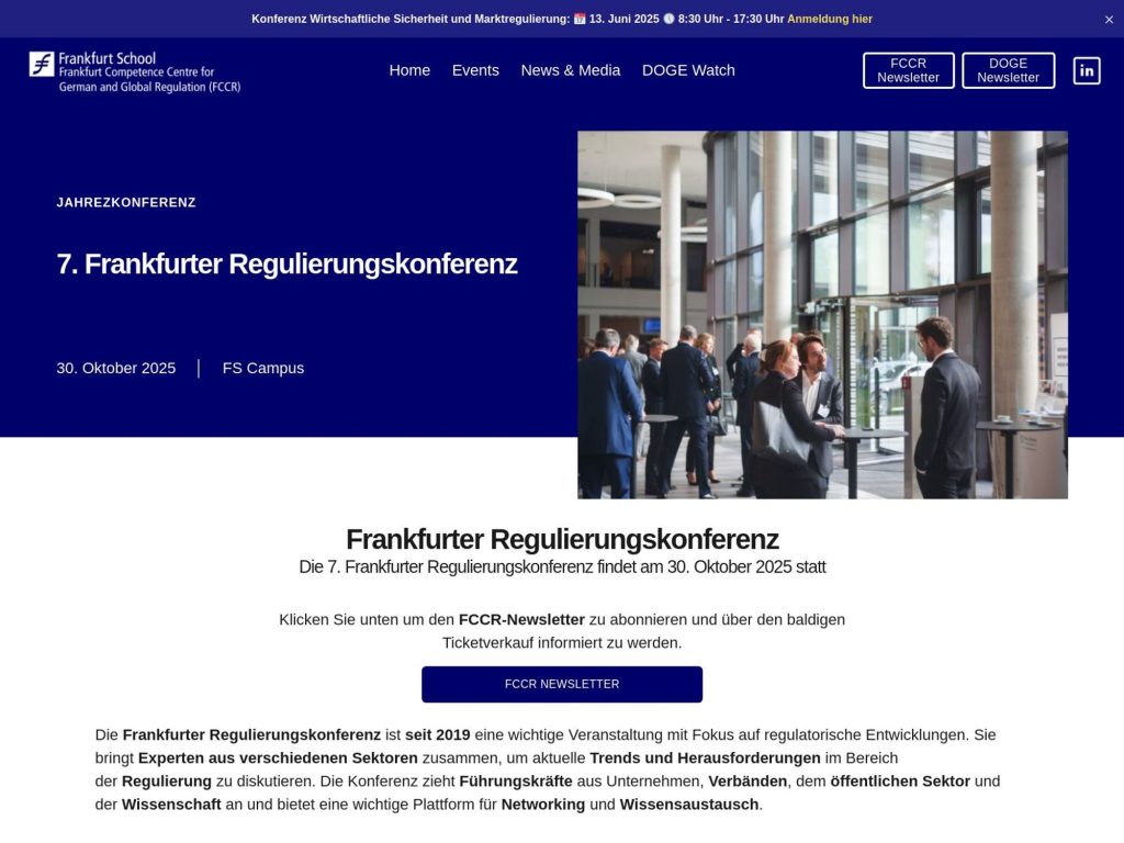 Frankfurter Regulierungskonferenz 2025 - Deregulierung – ernst gemeint ? - Event screenshot