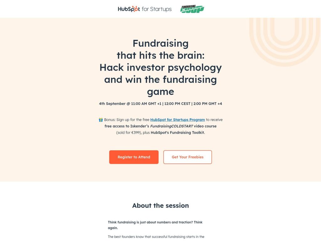Fundraising that hits the brain: Hack investor psychology and win the fundraising game - Event screenshot