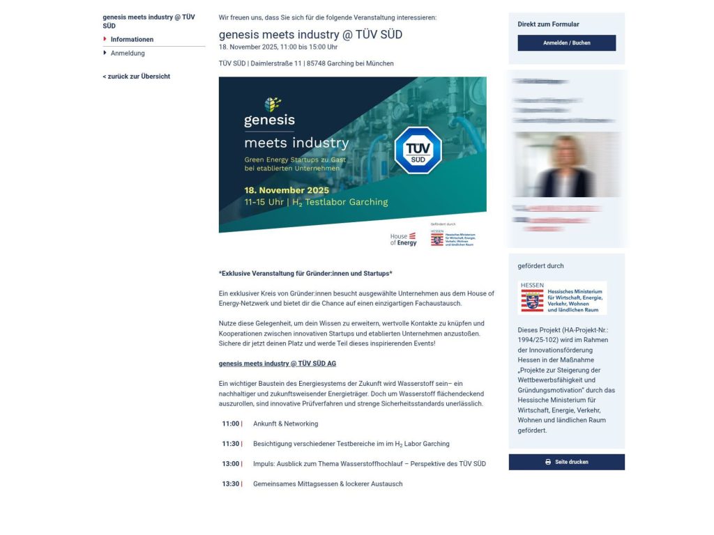 genesis meets industry @ TÜV SÜD - *Exklusive Veranstaltung für Gründer:innen und Startups* - Event screenshot