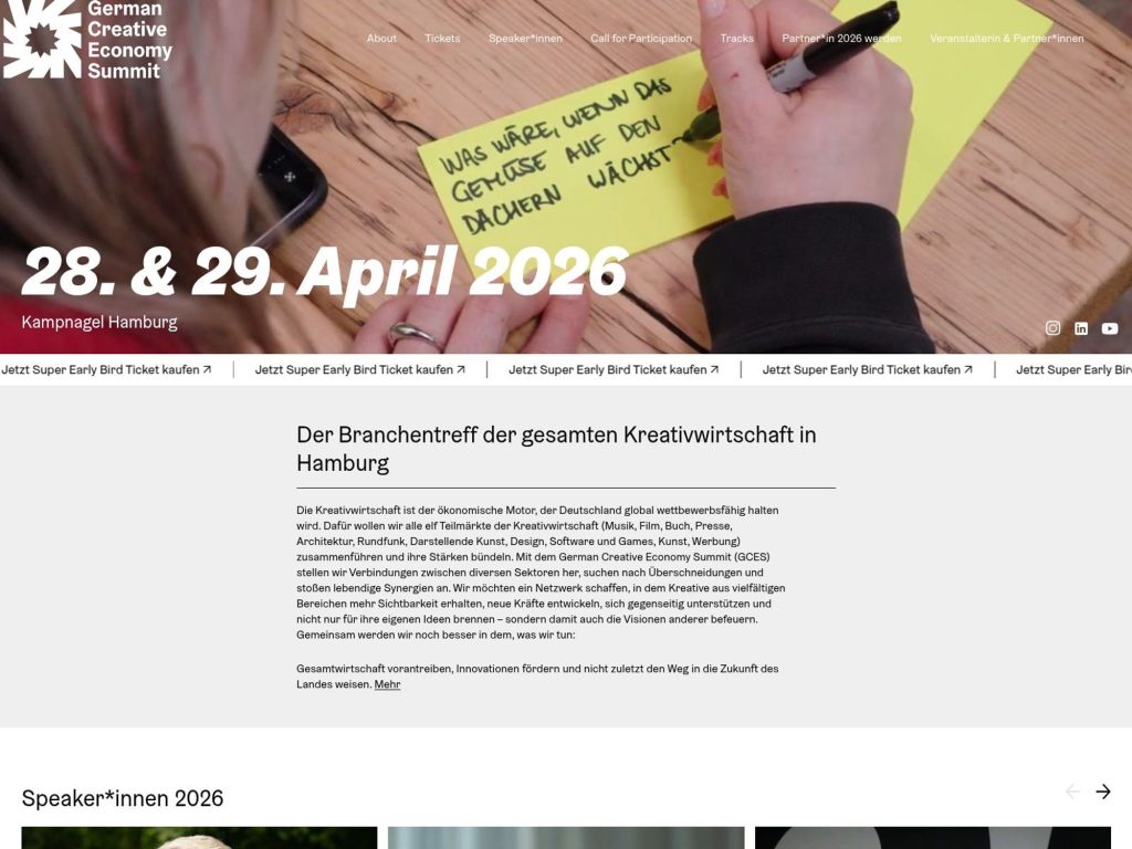 German Creative Economy Summit 2026 website