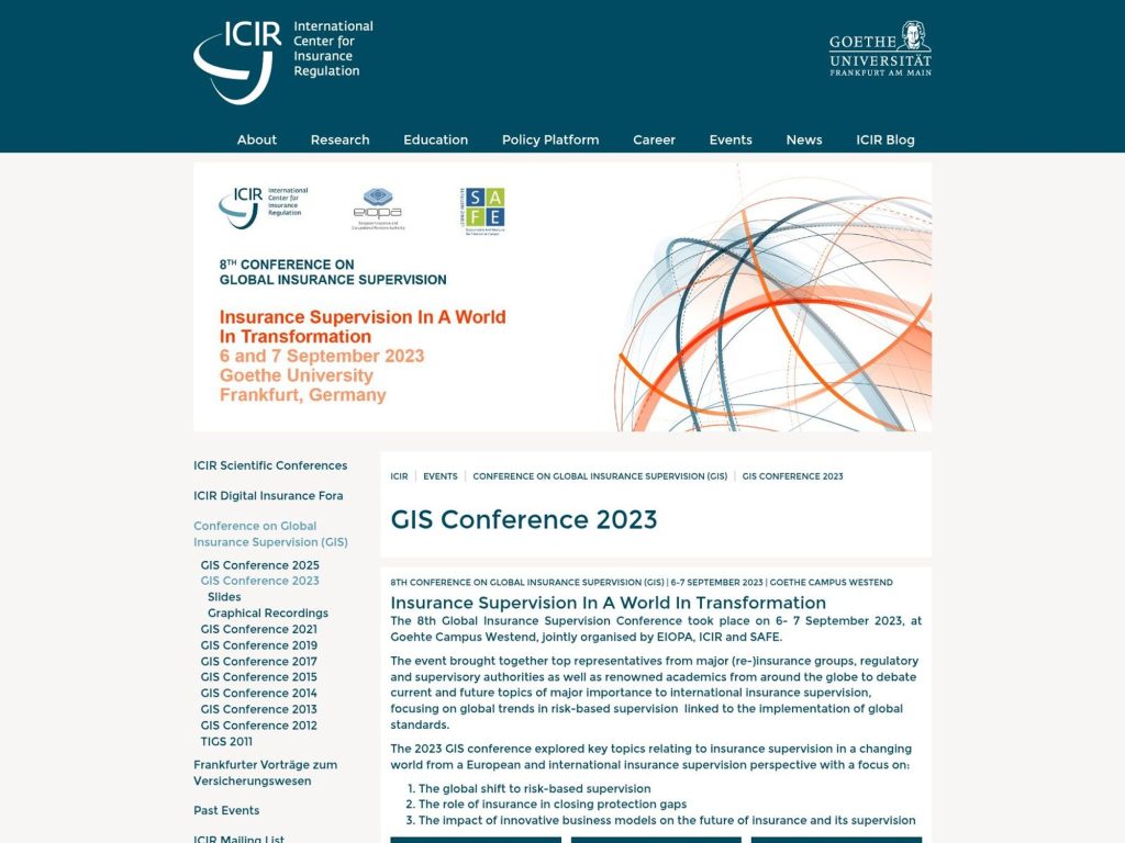 GIS Conference 2025 - Insurance Supervision In A World In Transformation - Event screenshot