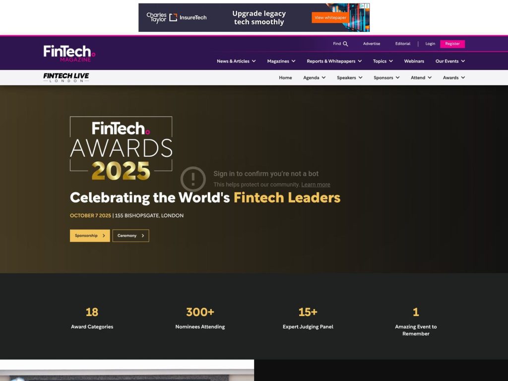 Global FinTech Awards 2025 - Celebrating the World's Fintech Leaders - Event screenshot