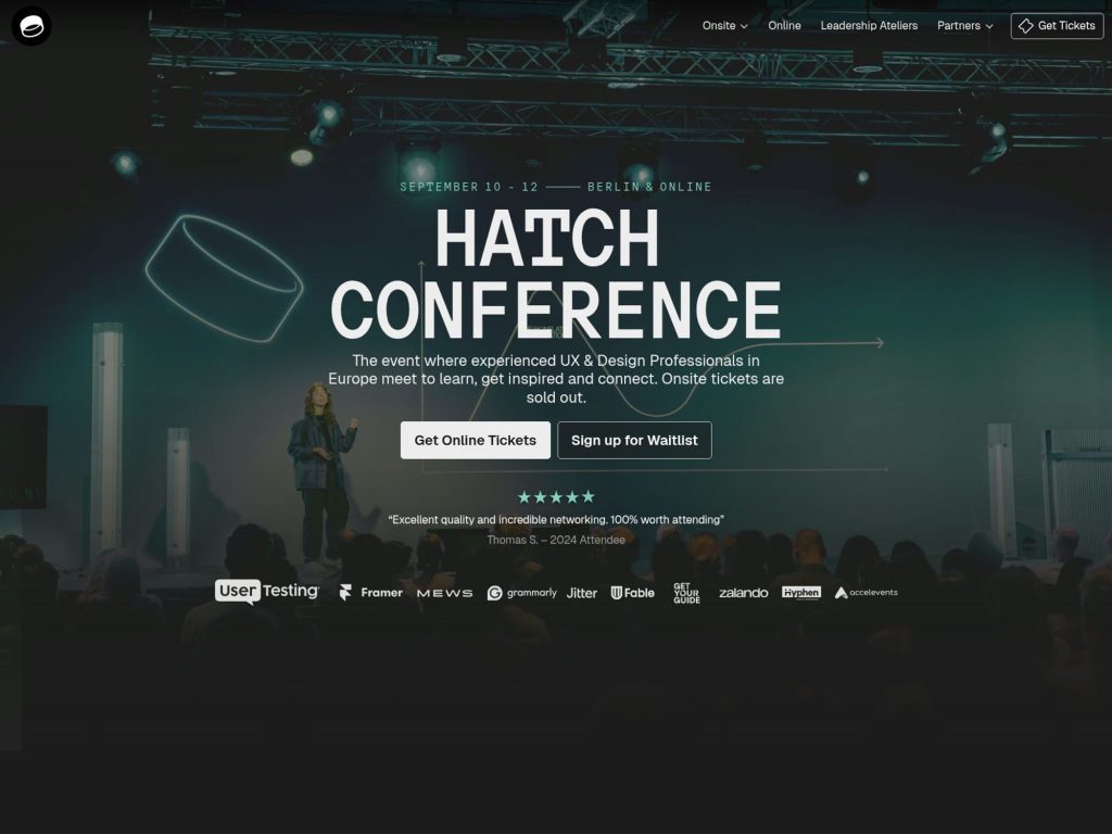 Hatch Conference 2025 - The event where experienced UX & Design Professionals in Europe meet to learn, get inspired and connect. - Event screenshot