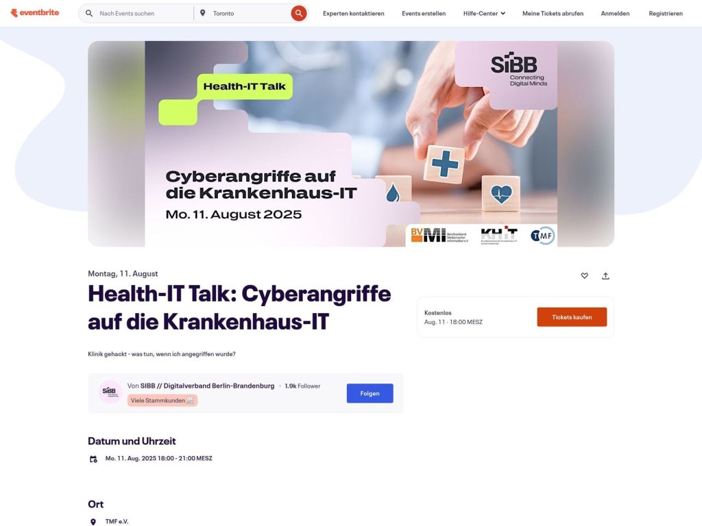 Health-IT Talk: Cyberangriffe auf die Krankenhaus-IT - Event screenshot