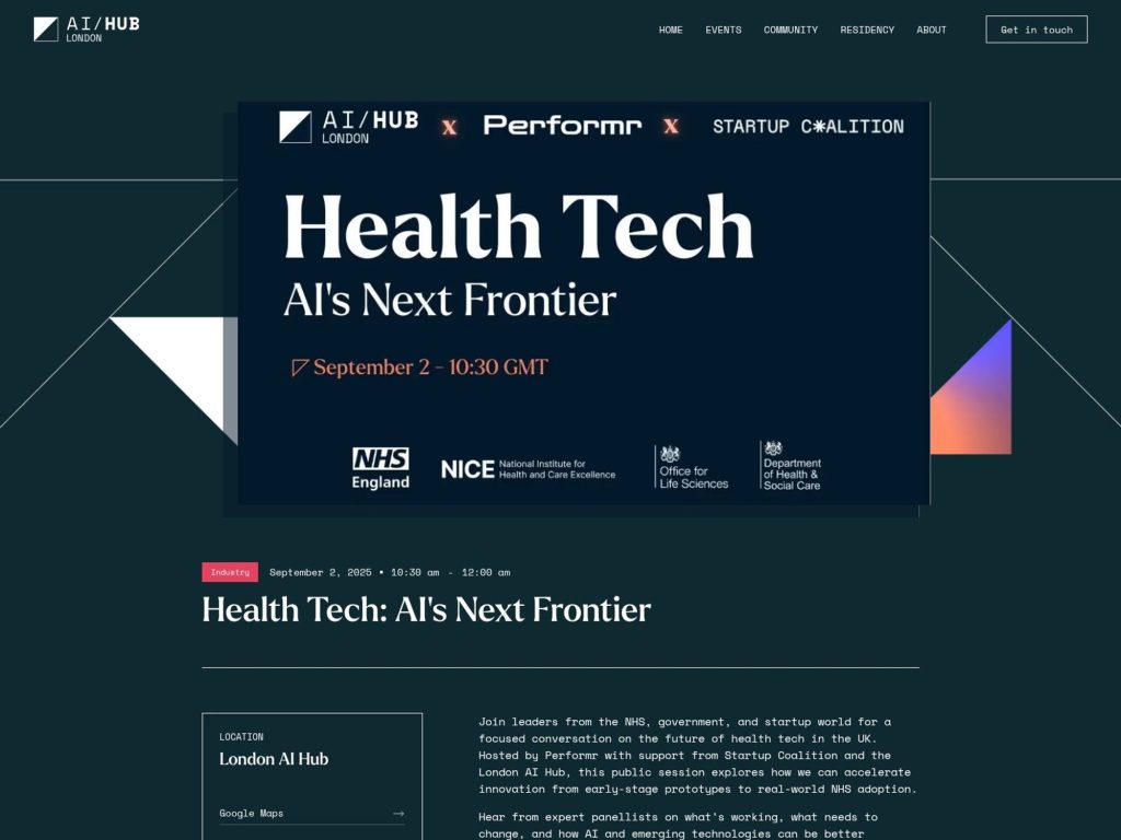 Health Tech: AI's Next Frontier - Event screenshot