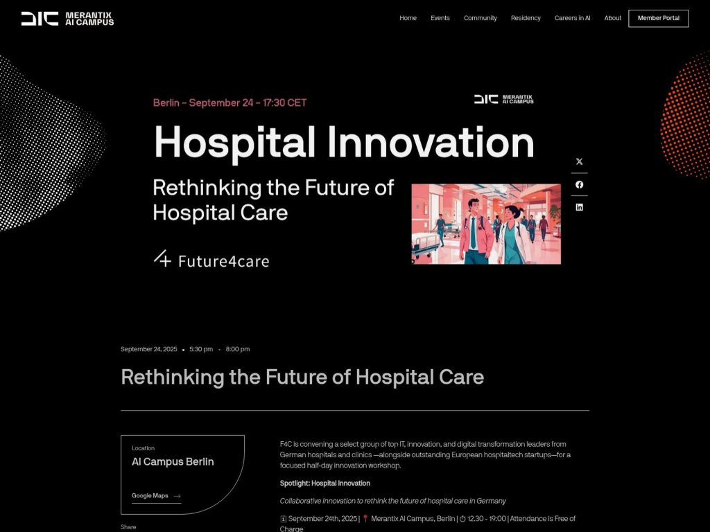 Hospital Innovation - Rethinking the Future of Hospital Care - Event screenshot