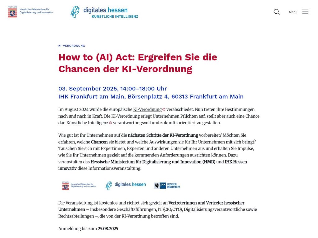How to (AI) Act: Ergreifen Sie die Chancen der KI-Verordnung - Event screenshot