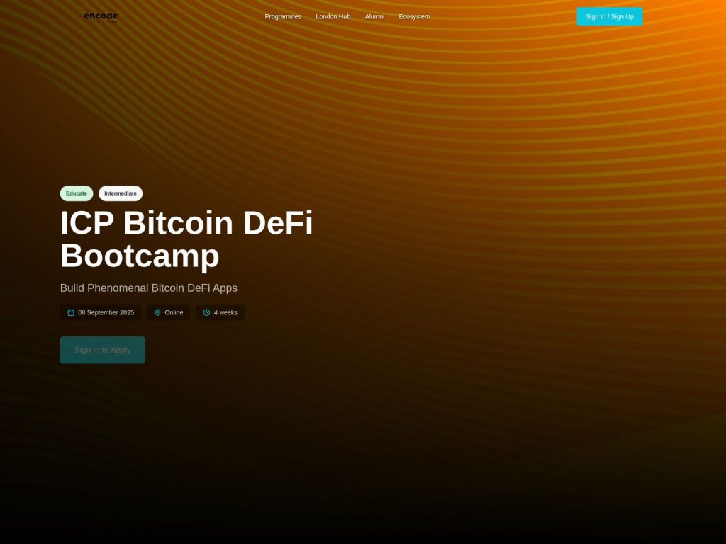ICP Bitcoin DeFi Bootcamp - Build Phenomenal Bitcoin DeFi Apps - Event screenshot