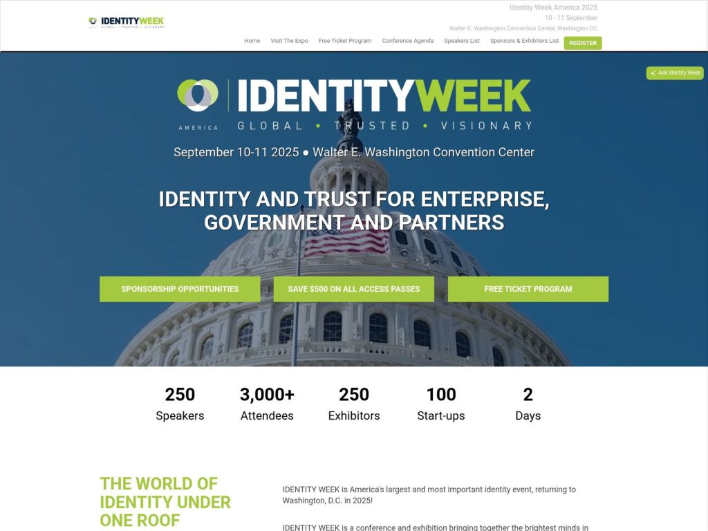 Identity Week America 2025 - The world of identity under one roof - Event screenshot