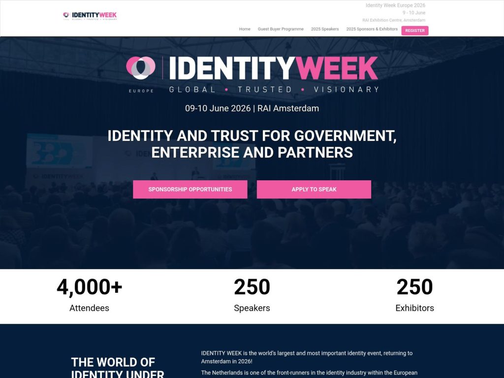 Identity Week Europe 2026 website
