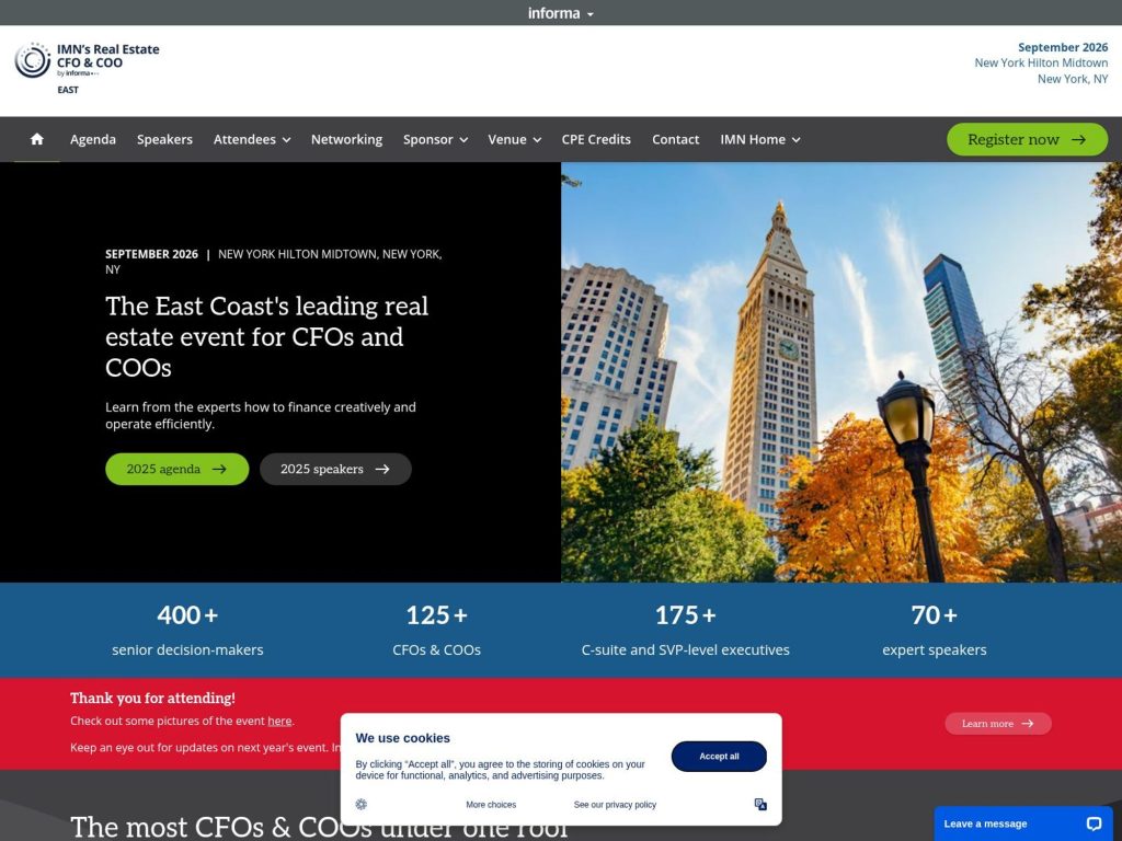 IMN Real Estate CFO & COO East website