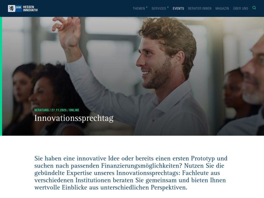 Innovationssprechtag - Gemeinsame Beratung für Ihren Erfolg - Event screenshot