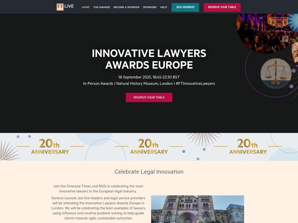 Innovative Lawyers Awards Europe 2025 - FT Live image