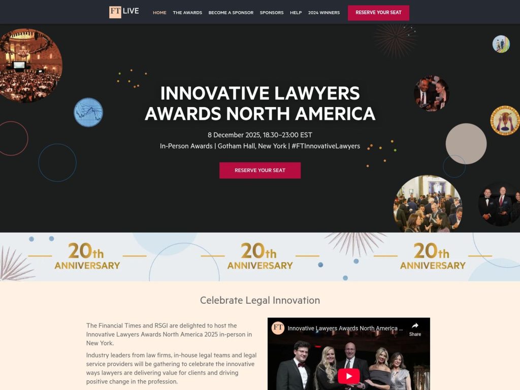 Innovative Lawyers Awards North America 2025 - FT Live - Event screenshot