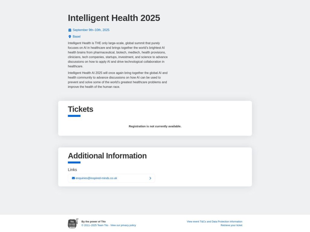Intelligent Health 2025 - Event screenshot