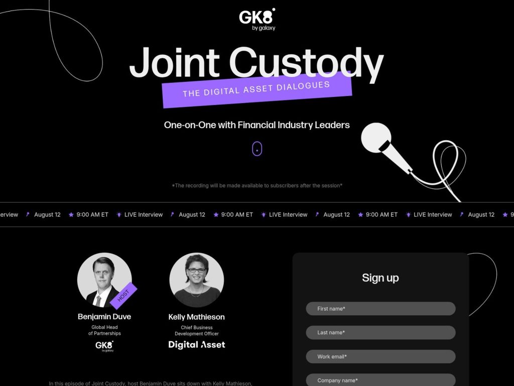 Joint Custody: The digital asset dialogues - One-on-One with Financial Industry Leaders - Event screenshot