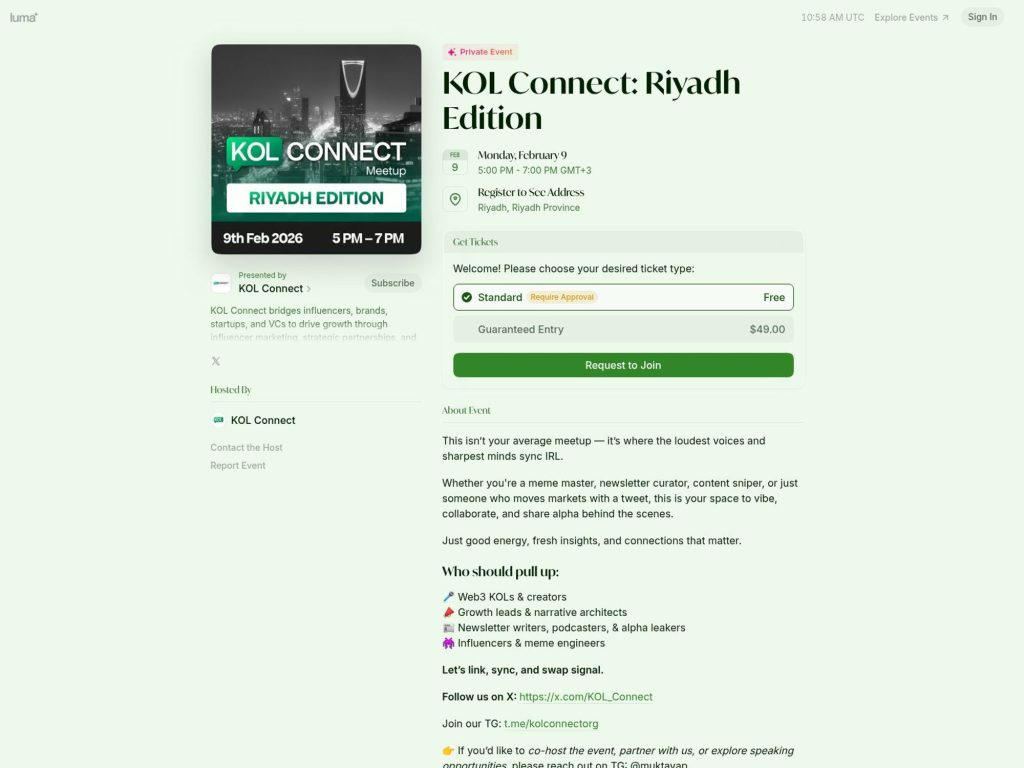 KOL Connect: Riyadh Edition website