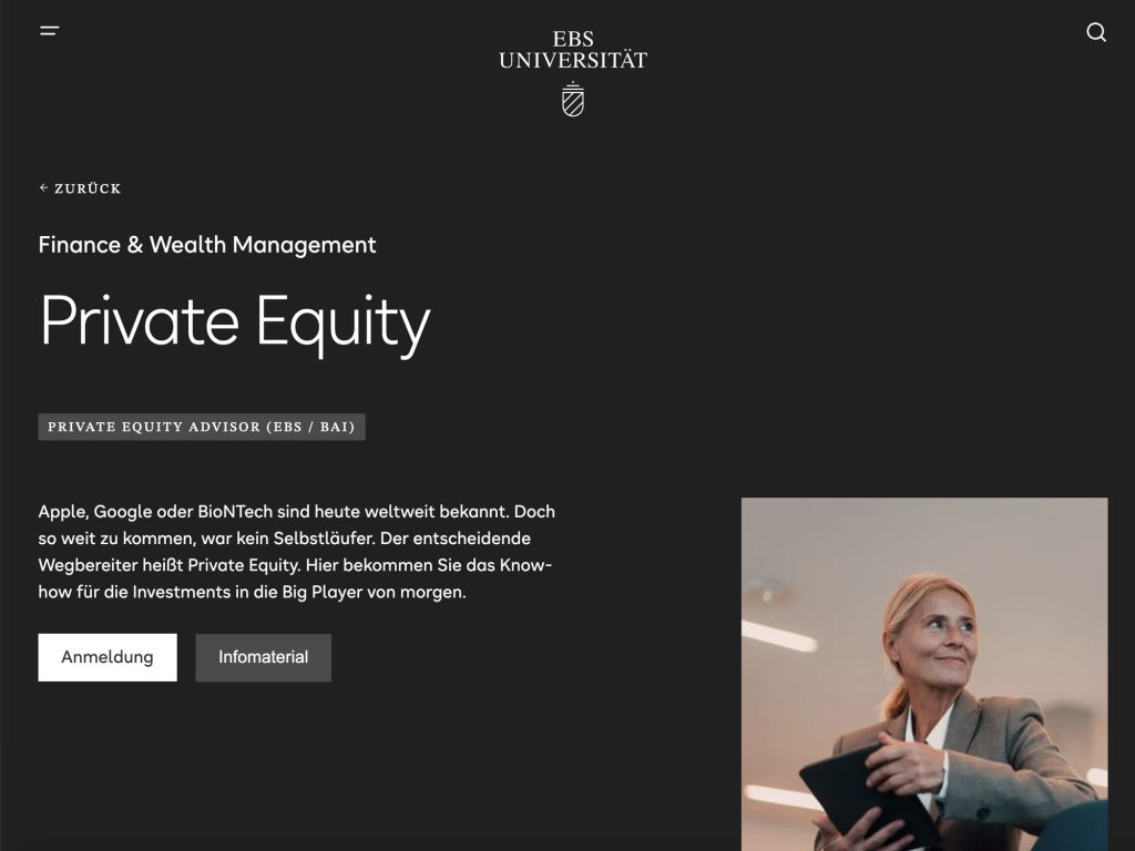 Kompaktstudium Private Equity - Finance & Wealth Management - Event screenshot