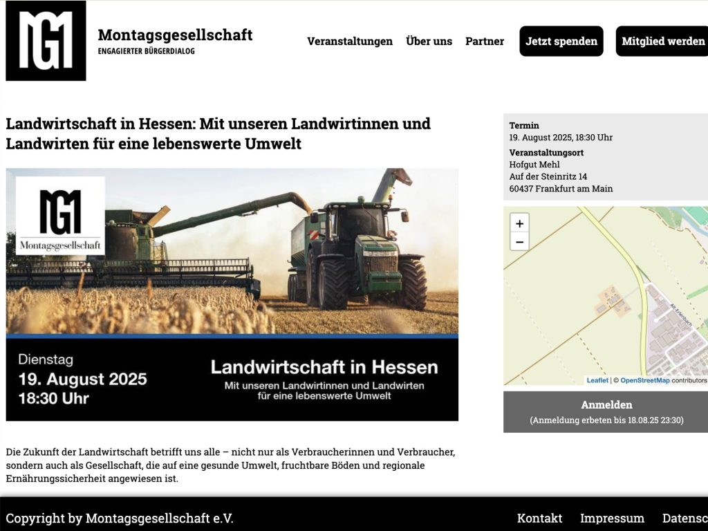 Landwirtschaft in Hessen: Mit unseren Landwirtinnen und Landwirten für eine lebenswerte Umwelt - Event screenshot