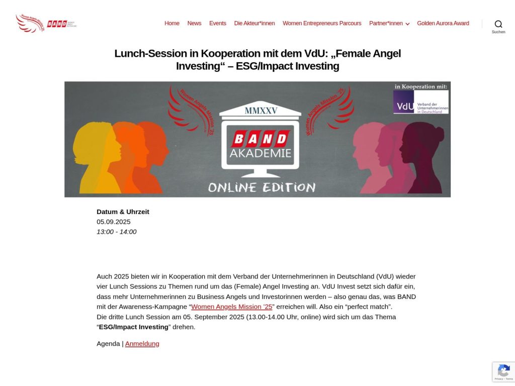 Lunch-Session in Kooperation mit dem VdU: „Female Angel Investing“ – ESG/Impact Investing image