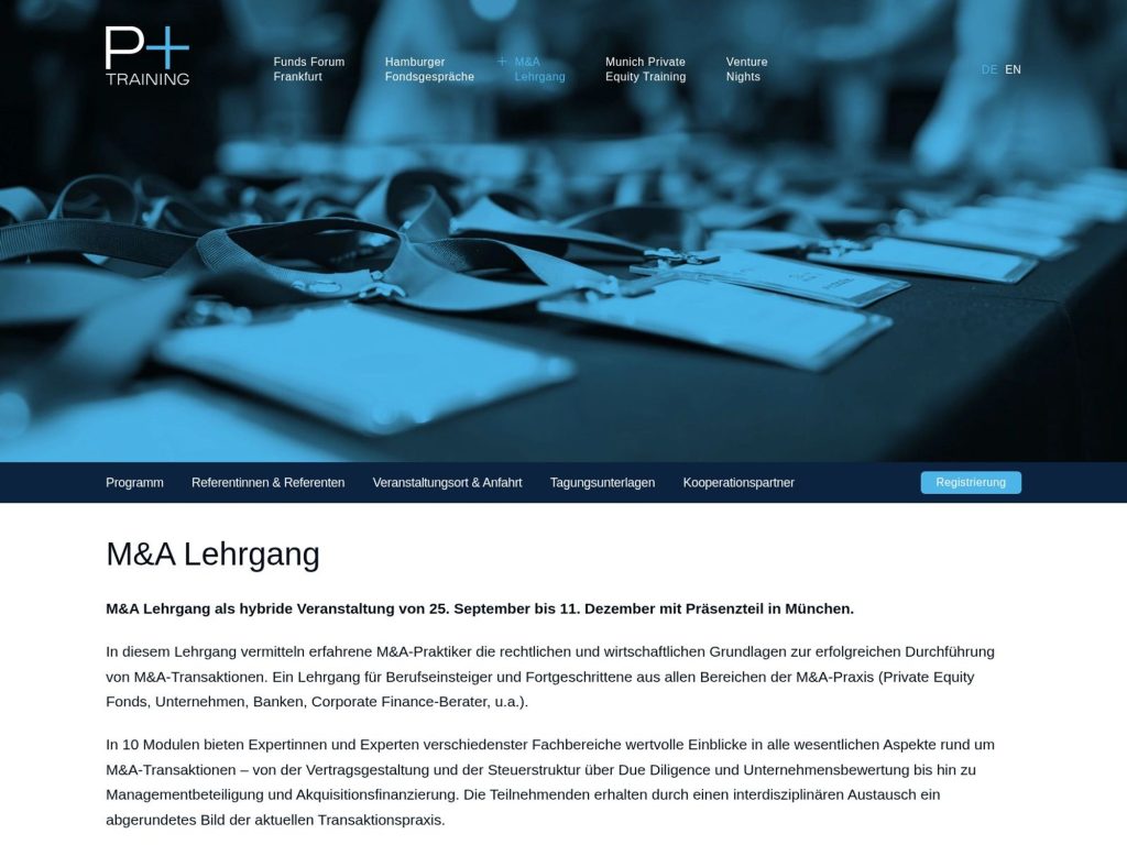 M&A Lehrgang 2025 - Event screenshot