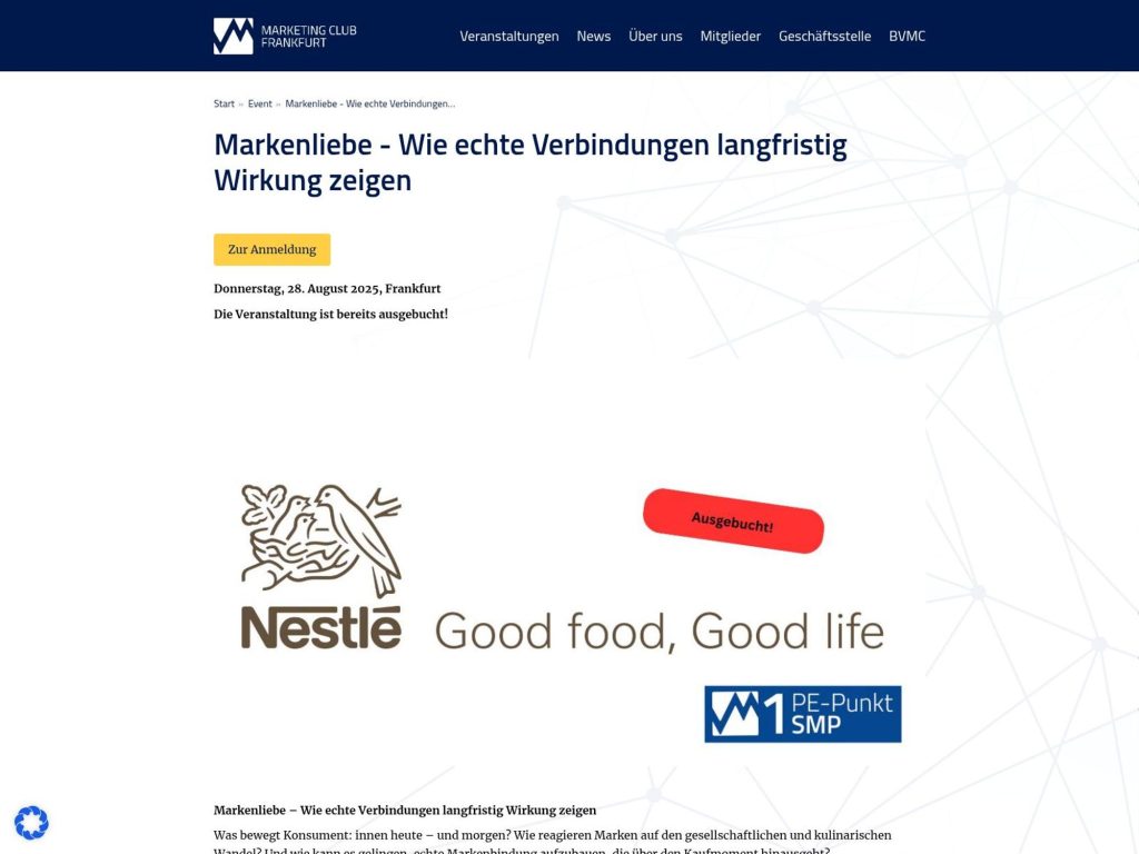 Markenliebe - Wie echte Verbindungen langfristig Wirkung zeigen - Event screenshot