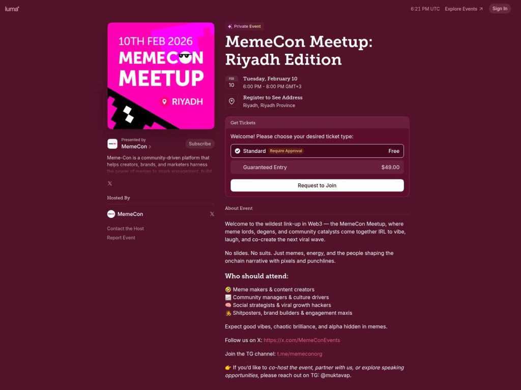 MemeCon Meetup Riyadh Edition website