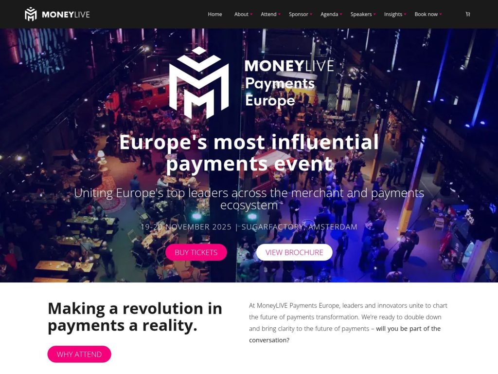 MoneyLIVE Payments Europe 2025 - Europe's most influential payments event - Event screenshot