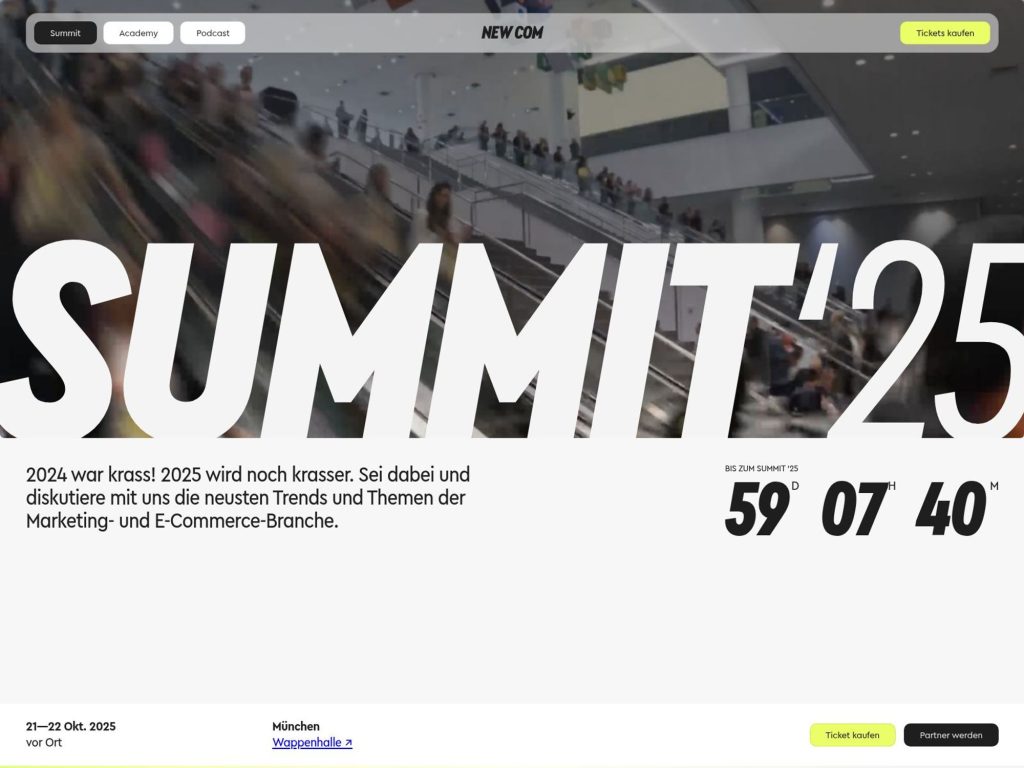 New Com Summit 2025 - Die neusten Trends und Themen der Marketing- und E-Commerce-Branche - Event screenshot