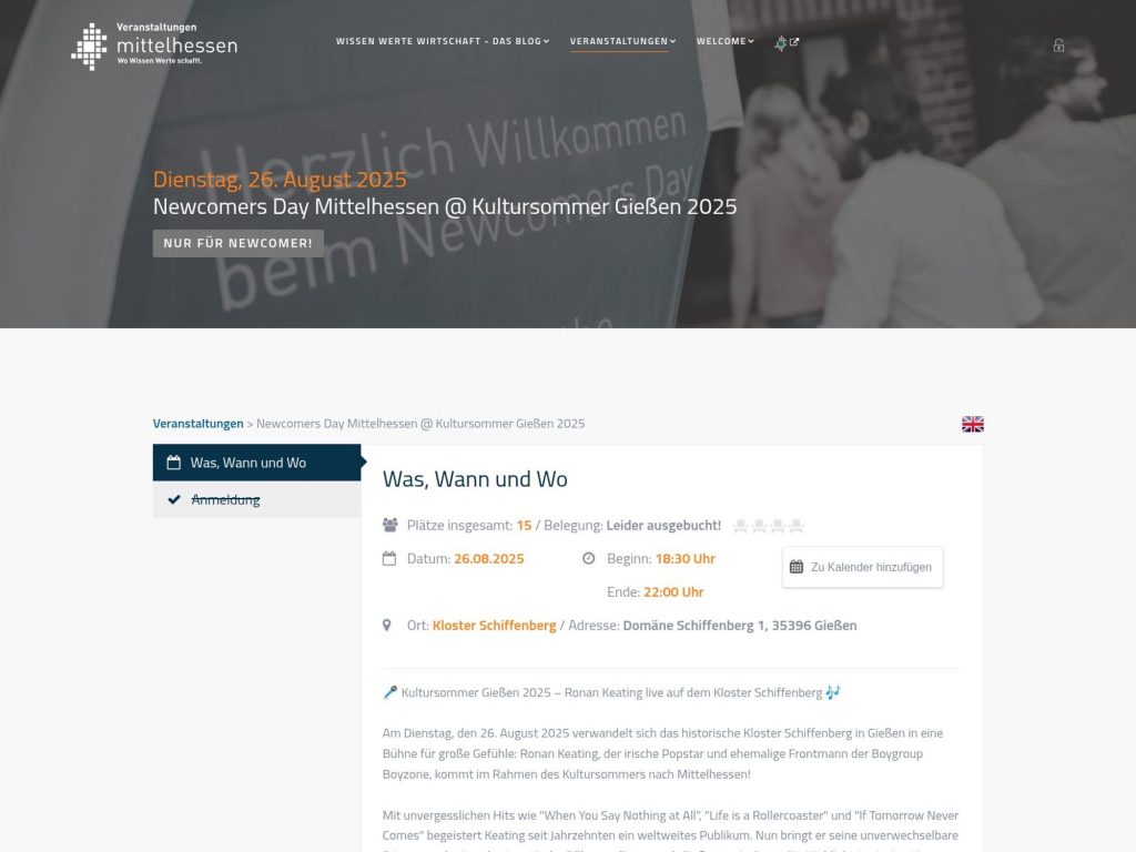 Newcomers Day Mittelhessen @ Kultursommer Gießen 2025 - Event screenshot