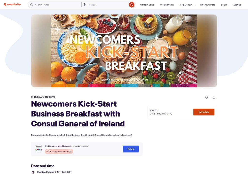 Newcomers Kick-Start Business Breakfast with Consul General of Ireland - Event screenshot