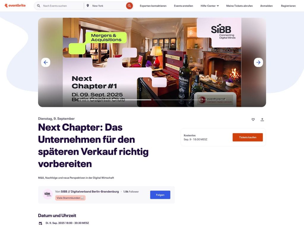 Next Chapter: Das Unternehmen für den späteren Verkauf richtig vorbereiten - Event screenshot